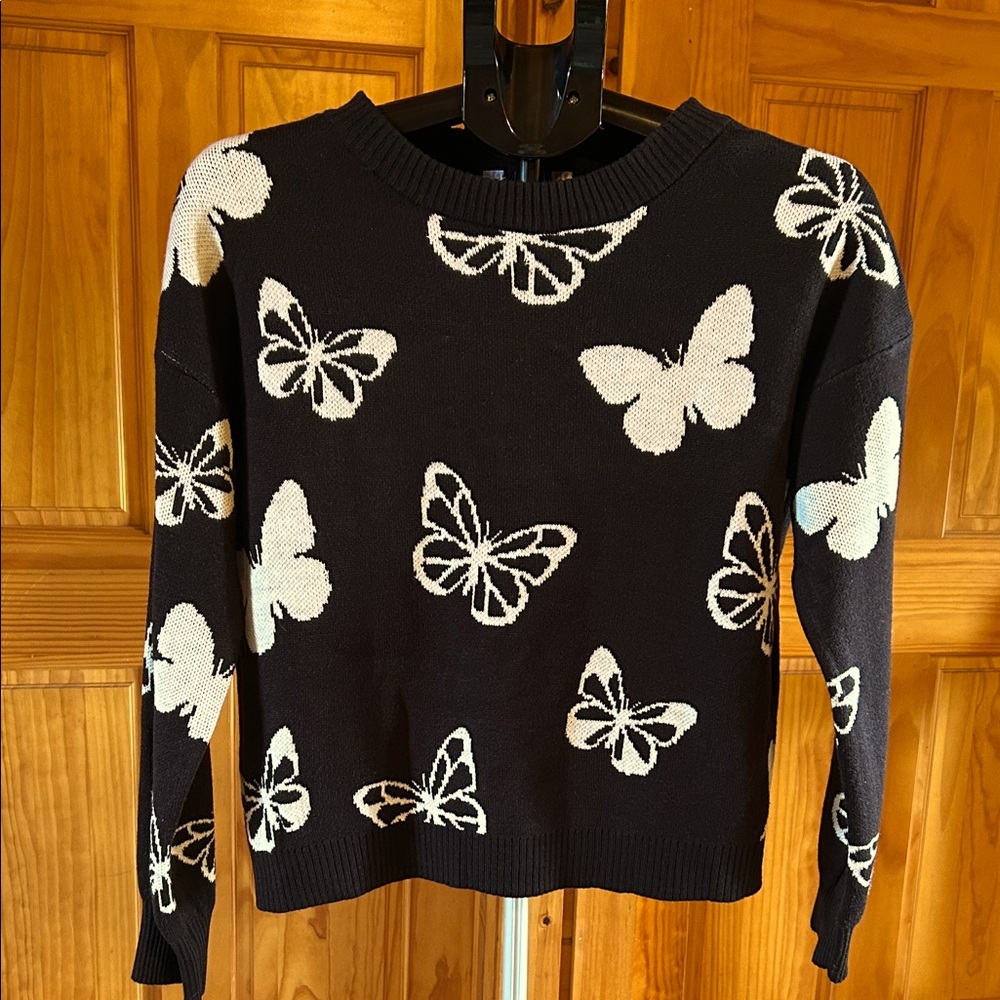 Black and white butterfly sweater
